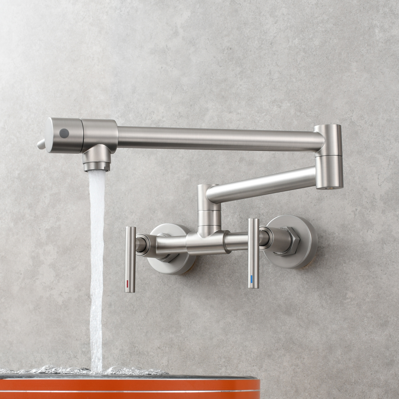 Tecmolog Pot Filler Faucet Wall Mounted Kitchen Faucet with Dual Switch Double Handle Taps,BC1243
