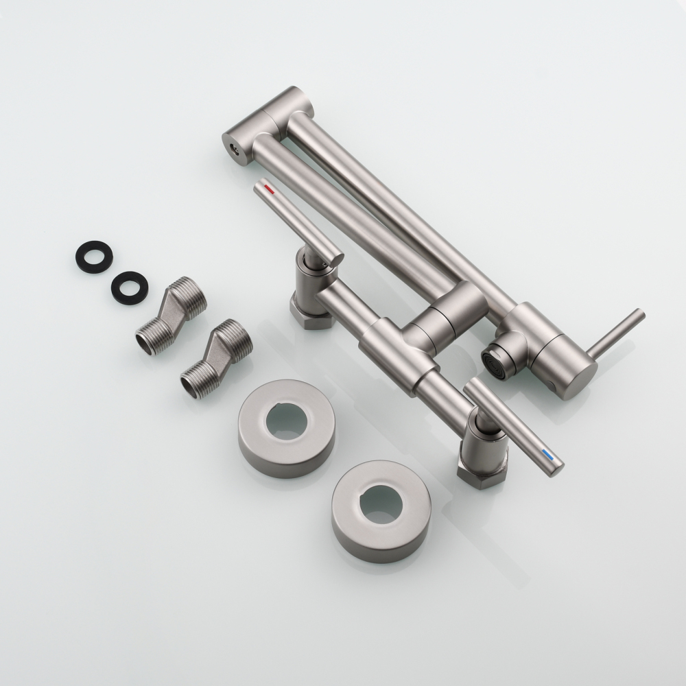 Tecmolog Pot Filler Faucet Wall Mounted Kitchen Faucet with Dual Switch Double Handle Taps,BC1243