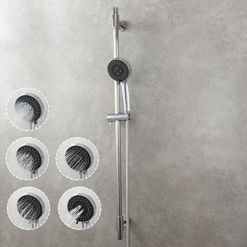 Tecmolog Stainless Steel Shower Slide Bar with Height/Angle Hangheld 5 Function Shower Head,SBH268-78