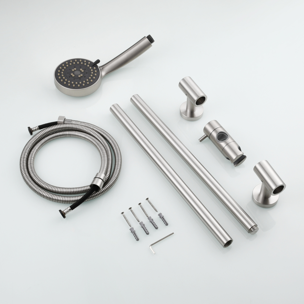 Tecmolog Stainless Steel Shower Slide Bar with Height/Angle Hangheld 5 Function Shower Head,SBH268-78