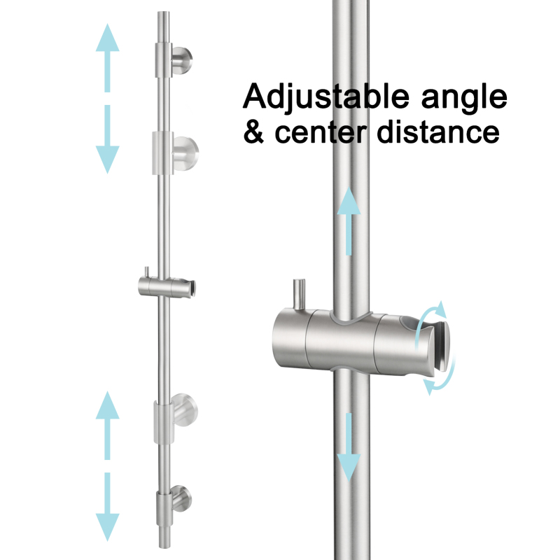 Tecmolog Stainless Steel Shower Slide Bar with Height/Angle Hangheld 5 Function Shower Head,SBH268-78