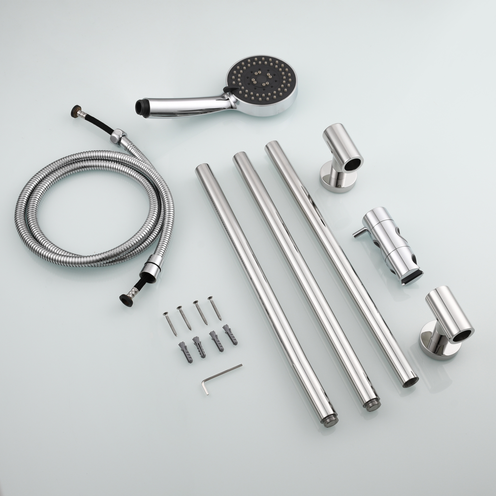 Tecmolog Stainless Steel Shower Slide Bar with Height/Angle Hangheld 5 Function Shower Head,SBH268-78