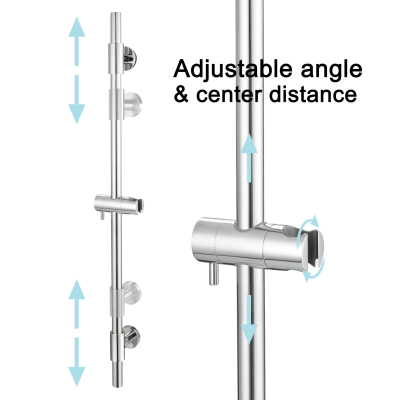 Tecmolog Stainless Steel Shower Slide Bar with Height/Angle Hangheld 5 Function Shower Head,SBH268-78