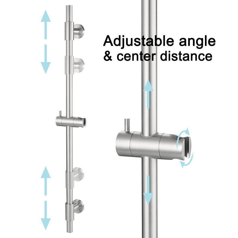 Tecmolog Stainless Steel Shower Slide Bar with Height/Angle Hangheld 5 Function Shower Head,SBH268-78