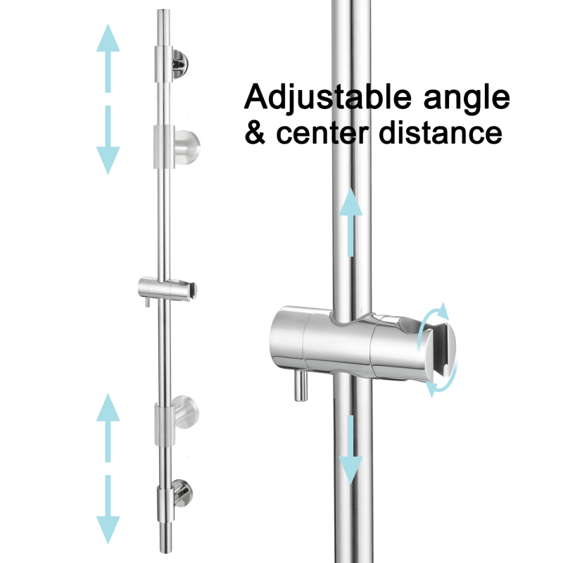 Tecmolog Stainless Steel Shower Slide Bar with Height/Angle Hangheld 5 Function Shower Head,SBH268-78