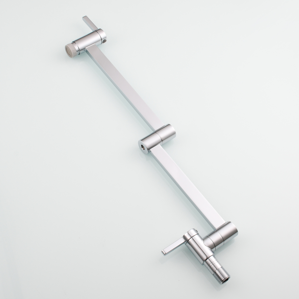 Tecmolog Kitchen Faucet Wall Mount Pot Filler Faucet Brass 360 Rotatable Folding Lengthened with Double Joint Swing Arms,2 Handles Control Water Nickel/Chome/Black/Golden/Brushed Brass