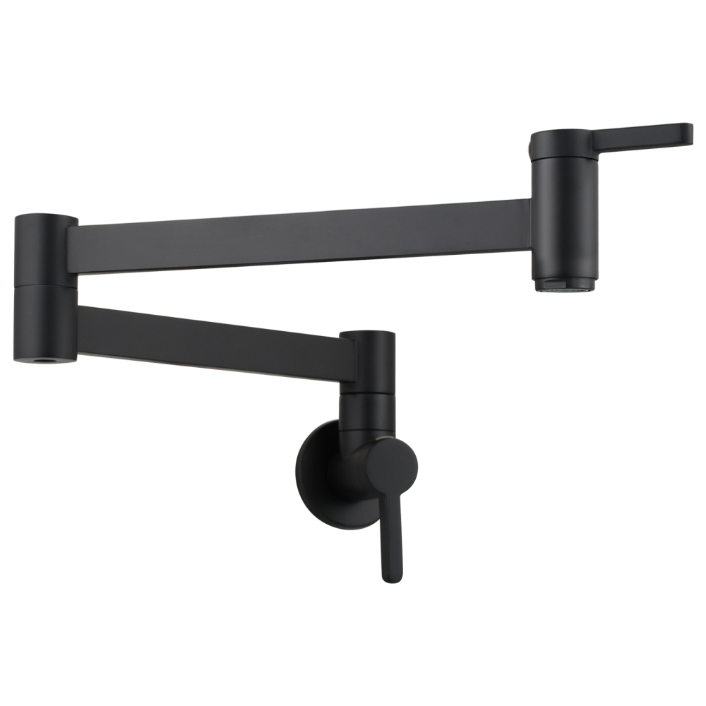 Tecmolog Kitchen Faucet Wall Mount Pot Filler Faucet Brass 360 Rotatable Folding Lengthened with Double Joint Swing Arms,2 Handles Control Water Nickel/Chome/Black/Golden/Brushed Brass