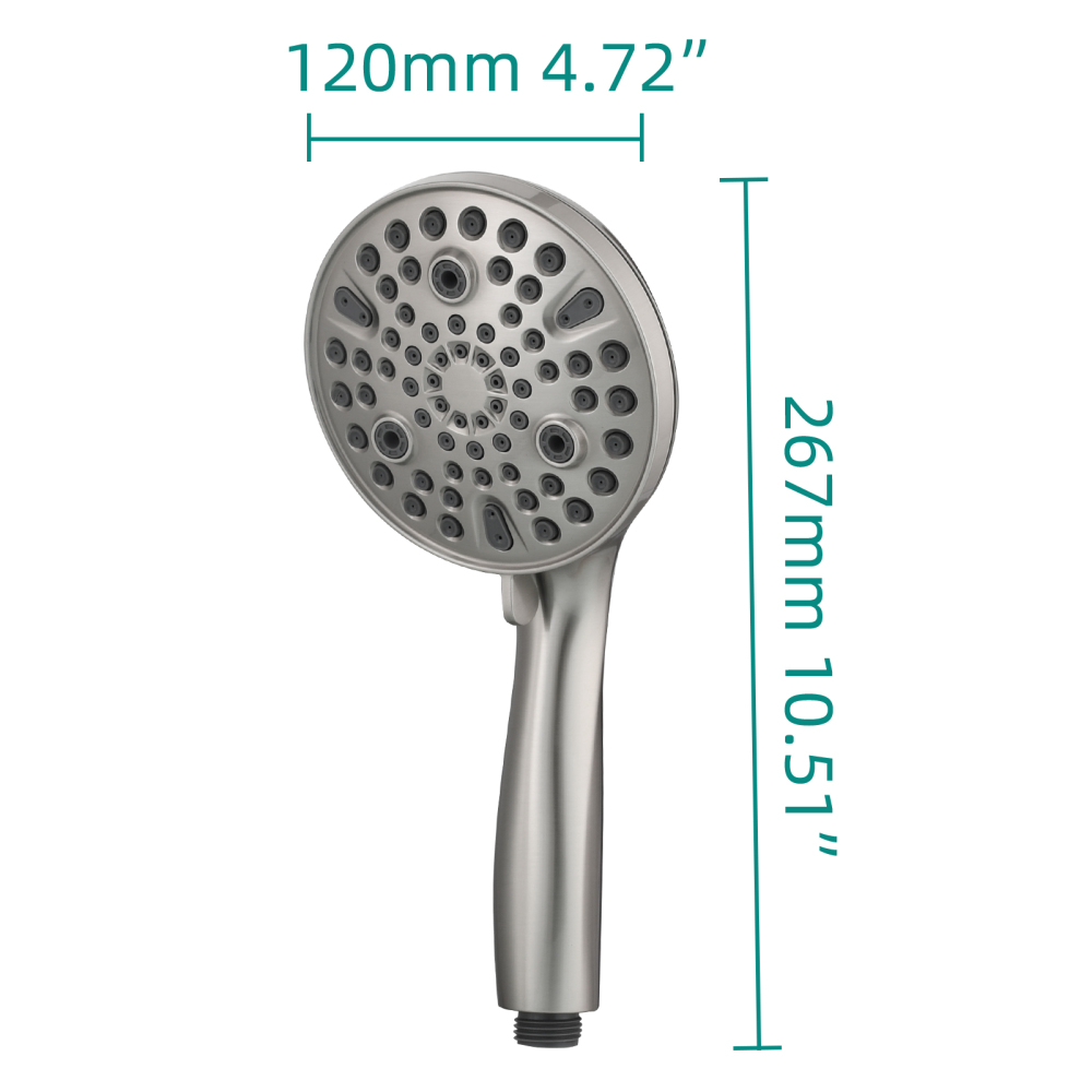 Tecmolog ABS Plastic Handheld Shower,Bathroom High Pressure Ten-Functions Showerhead,Chrome,Black,Brushed Nickel,BS168