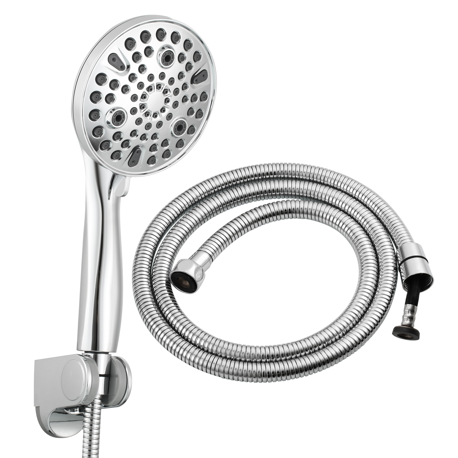 Tecmolog ABS Plastic Handheld Shower,Bathroom High Pressure Ten-Functions Showerhead,Chrome,Black,Brushed Nickel,BS168