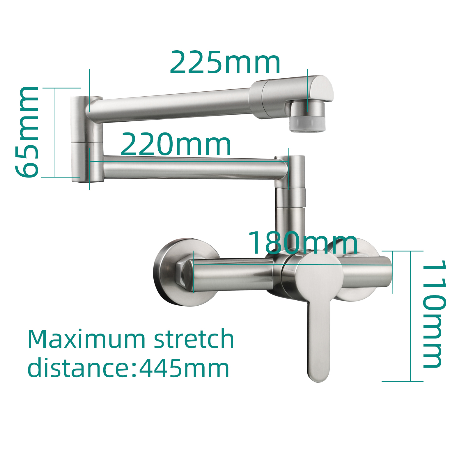 Tecmolog Brass Bathroom Black Folding Faucet Hot and Cold Kitchen Faucet Taps,BB1211A