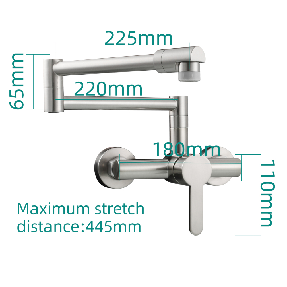 Tecmolog Brass Bathroom Black Folding Faucet Hot and Cold Kitchen Faucet Taps,BB1211A