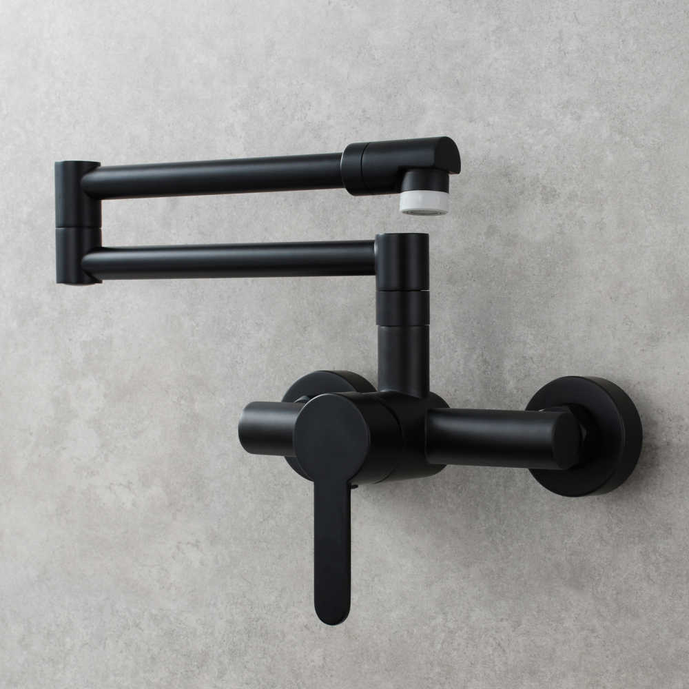 Tecmolog Brass Bathroom Black Folding Faucet Hot and Cold Kitchen Faucet Taps,BB1211A