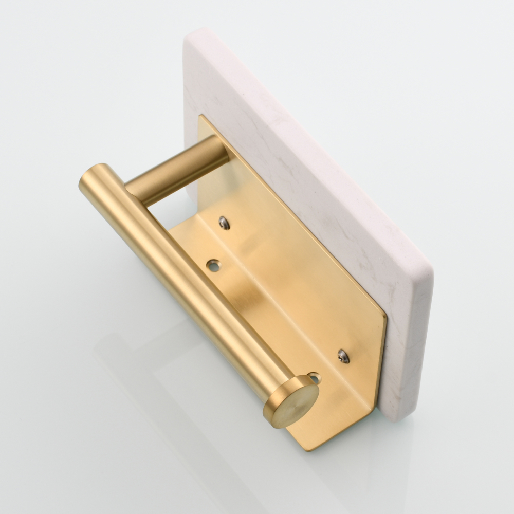 Tecmolog 304 Stainless Steel Brushed Nickel Toilet Paper Holder with Natural Marble Shelf,Screw Wall Mounted,SBH269NA