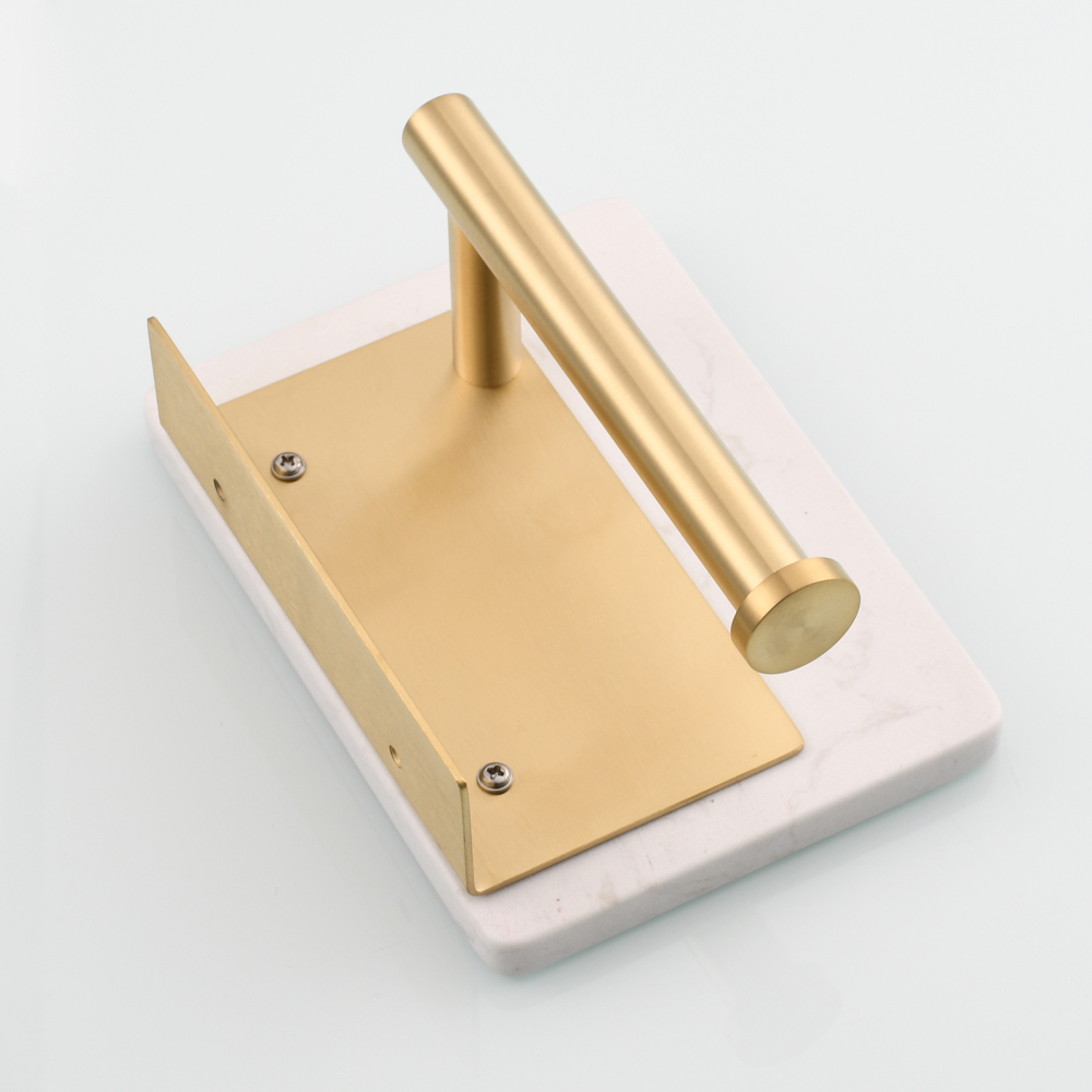 Tecmolog 304 Stainless Steel Brushed Nickel Toilet Paper Holder with Natural Marble Shelf,Screw Wall Mounted,SBH269NA