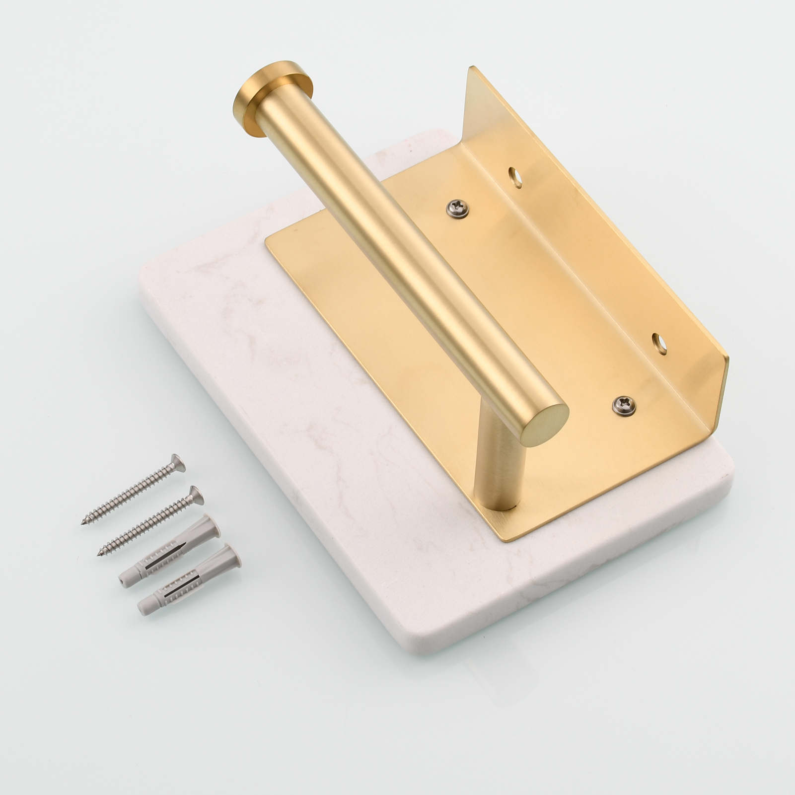 Tecmolog 304 Stainless Steel Brushed Nickel Toilet Paper Holder with Natural Marble Shelf,Screw Wall Mounted,SBH269NA