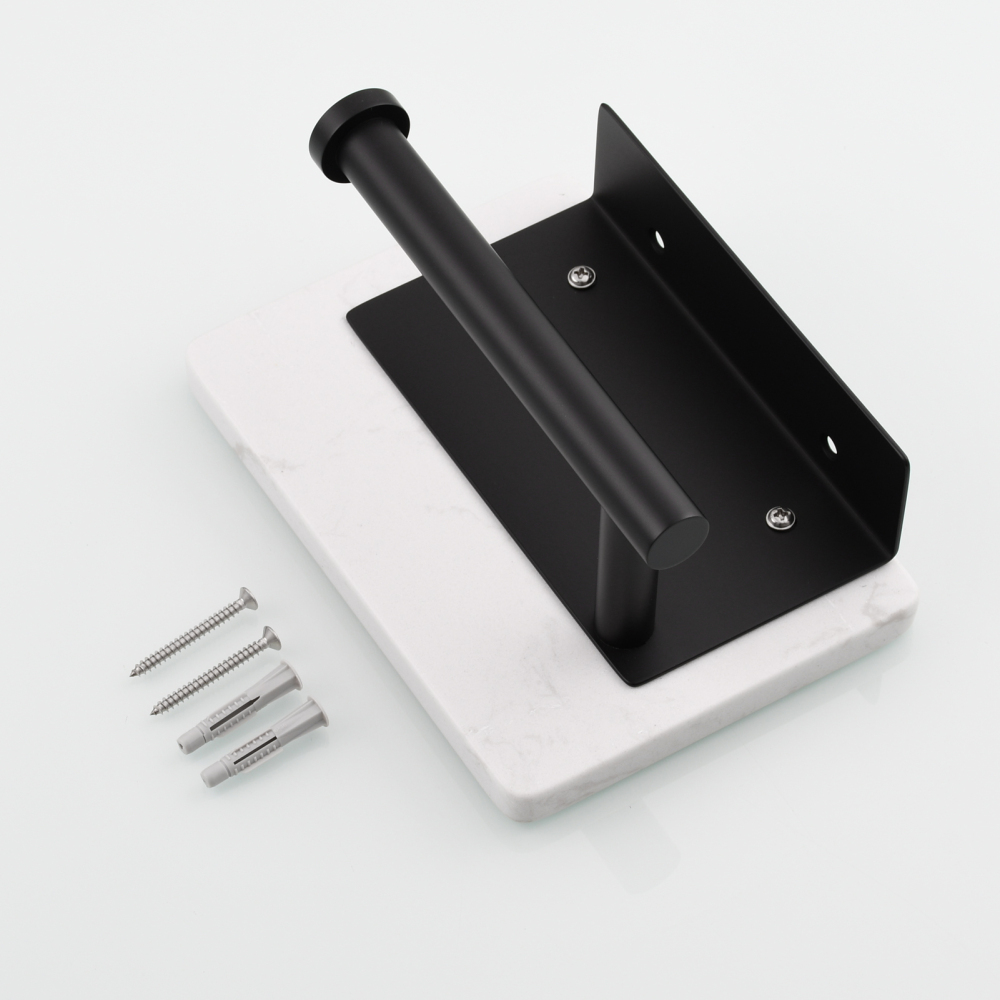 Tecmolog 304 Stainless Steel Brushed Nickel Toilet Paper Holder with Natural Marble Shelf,Screw Wall Mounted,SBH269NA