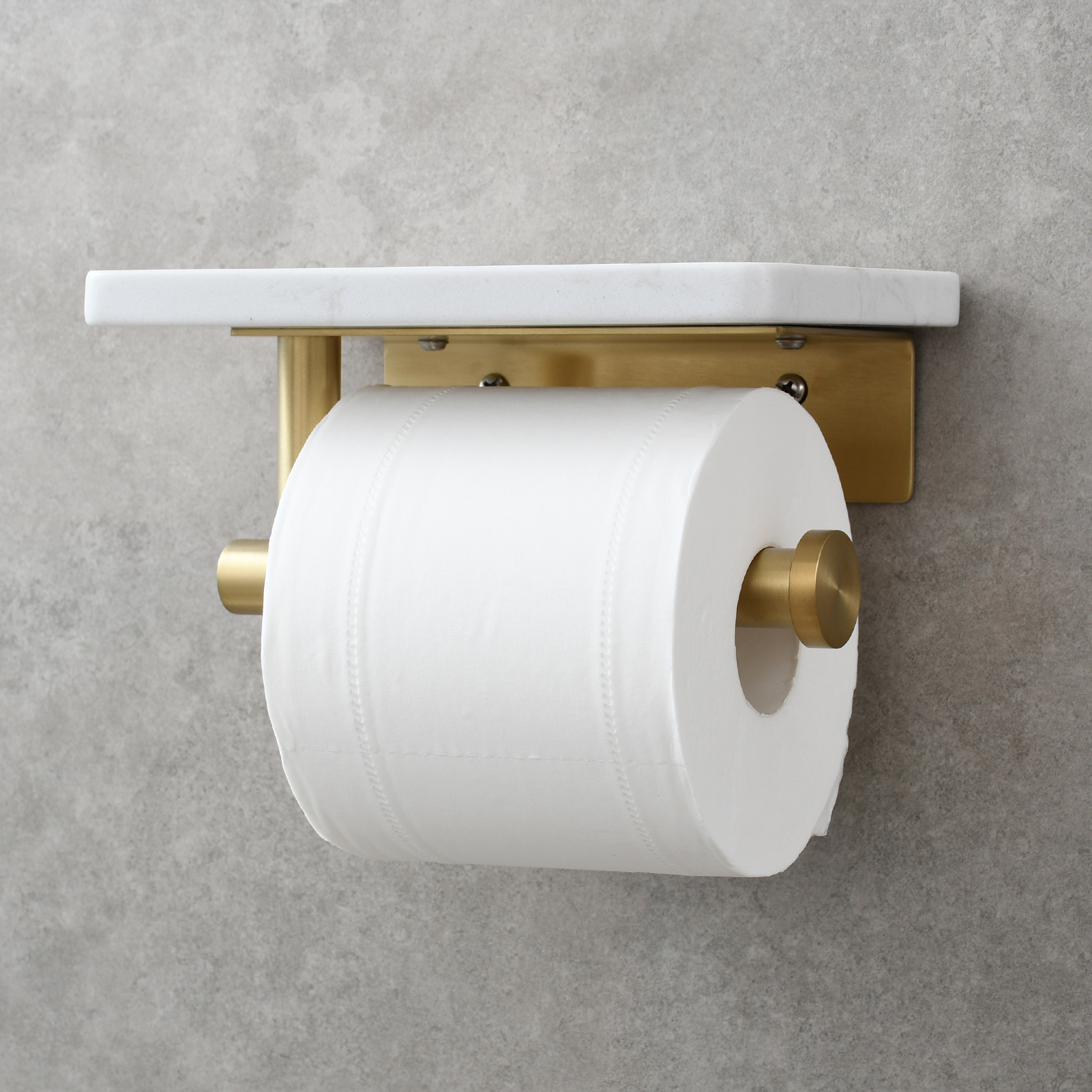 Tecmolog 304 Stainless Steel Brushed Nickel Toilet Paper Holder with Natural Marble Shelf,Screw Wall Mounted,SBH269NA