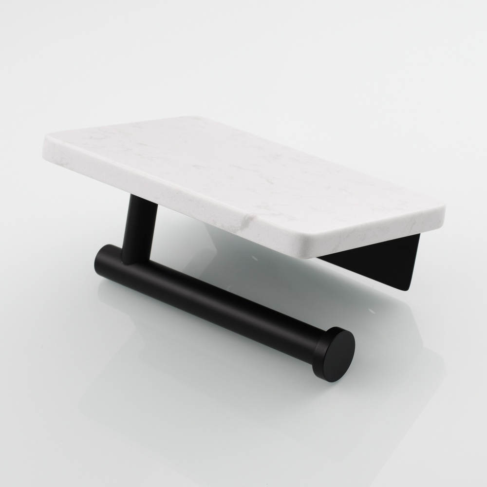 Tecmolog 304 Stainless Steel Brushed Nickel Toilet Paper Holder with Natural Marble Shelf,Screw Wall Mounted,SBH269NA