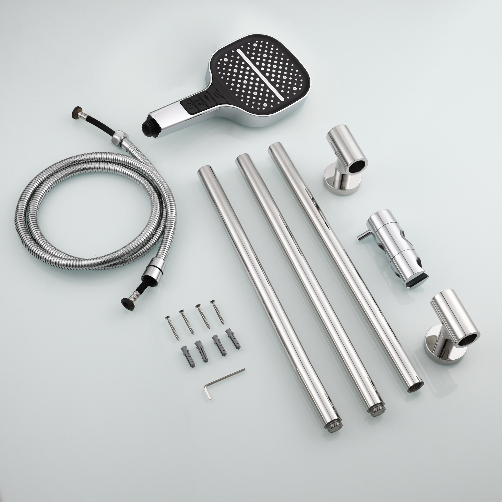 Tecmolog Stainless Steel Shower Slide Bar with Height/Angle Hangheld 5 Function Shower Head,SBH268-78