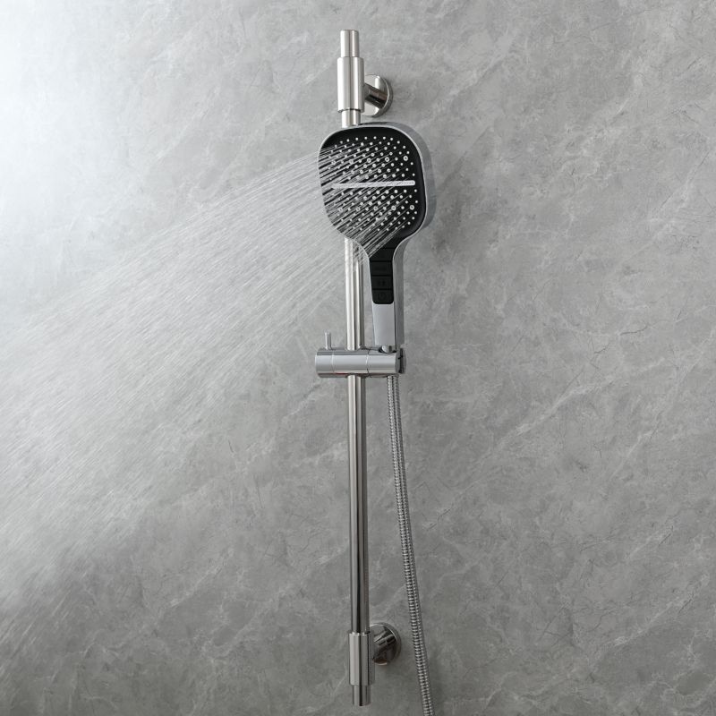 Tecmolog Stainless Steel Shower Slide Bar with Height/Angle Hangheld 5 Function Shower Head,SBH268-78