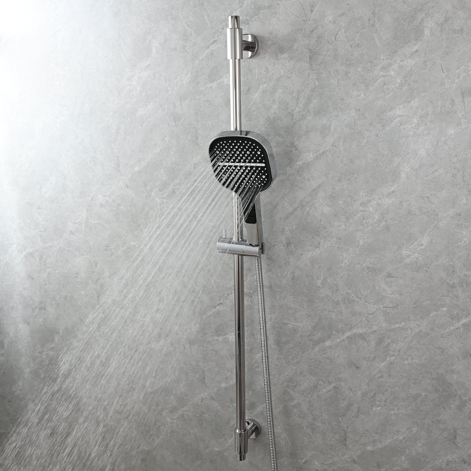 Tecmolog Stainless Steel Shower Slide Bar with Height/Angle Hangheld 5 Function Shower Head,SBH268-78