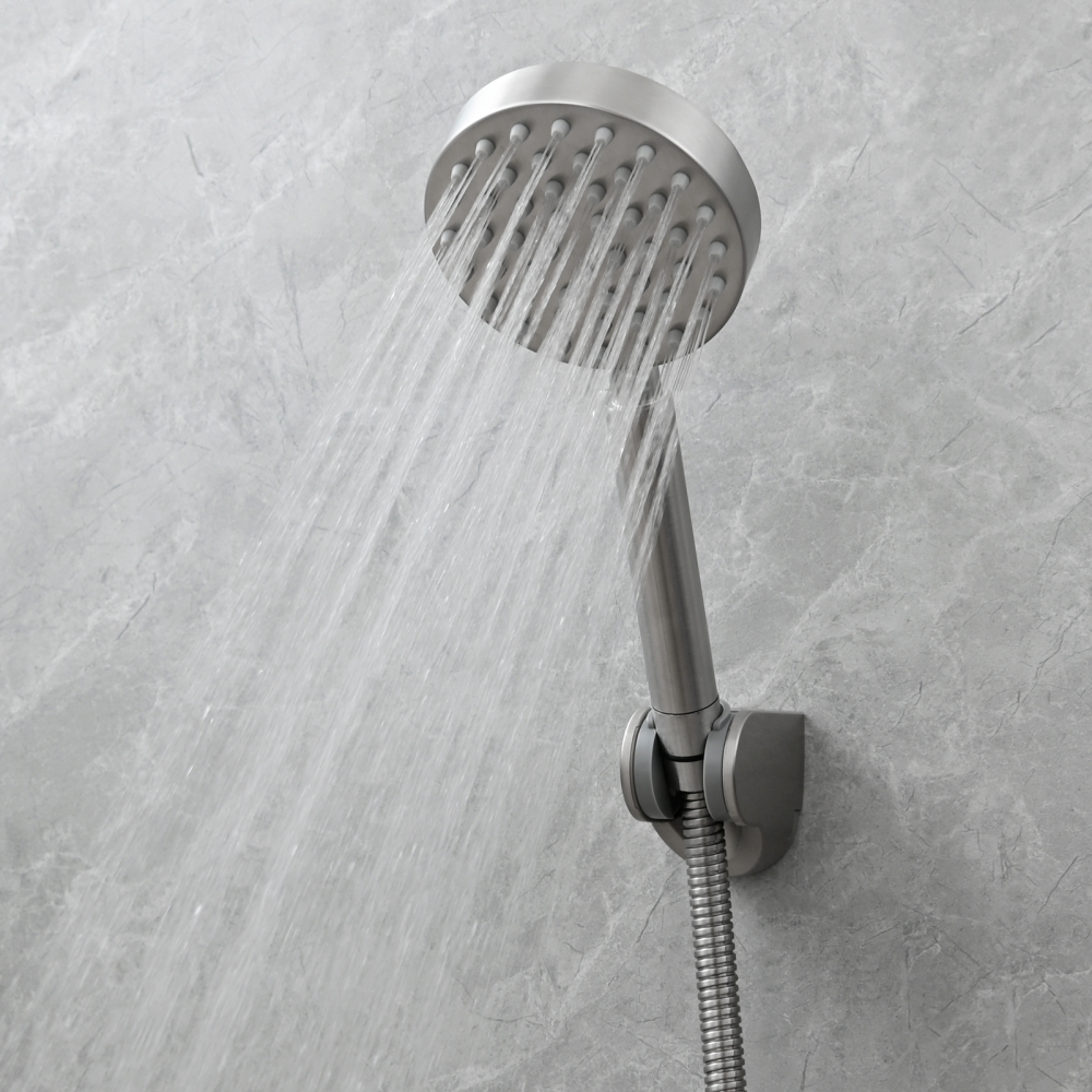 Tecmolog Stainless Steel Pressurized Shower Head,Brushed Nickel Bathroom Handheld Shower Head,BS171