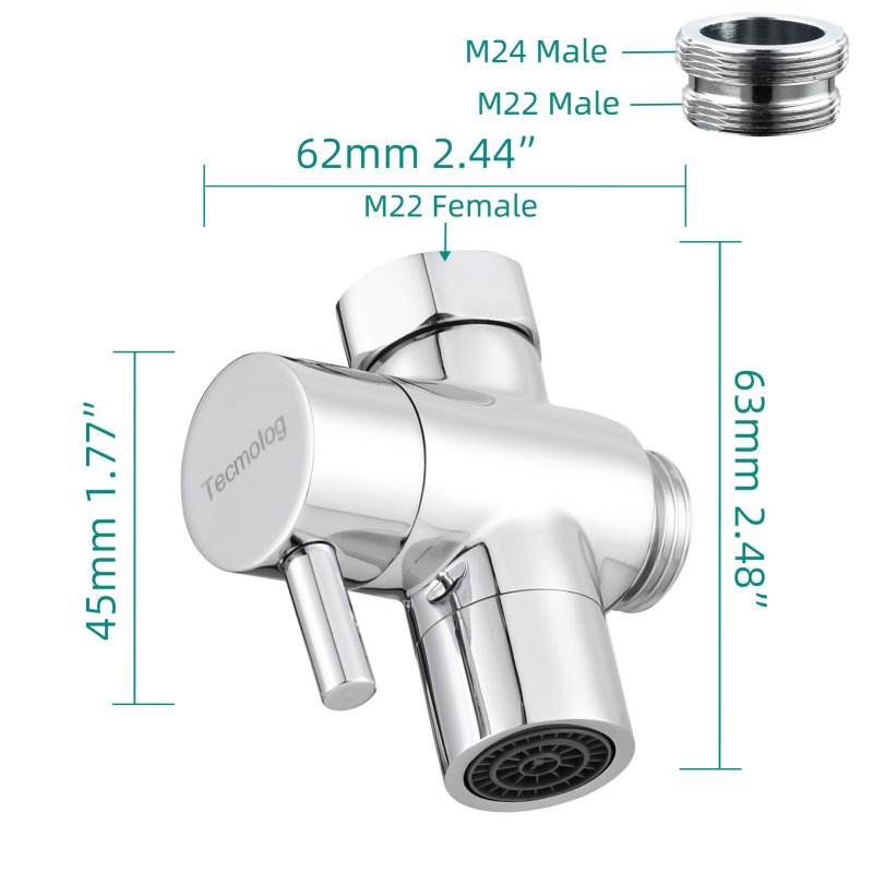 Tecmolog Toilet Sprayer Kit Stainless Steel Hand Held Sprayer Diaper Sprayer Shattaf with Diverter Valve,holder,1.2m hose,WS024F7A