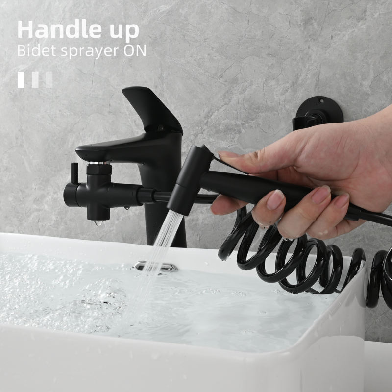 Tecmolog Sink Faucet Hose Adapter M22 x M24, Brass Faucet Diverter Valve, 3 Way Faucet Splitter for Sink, Chrome/Brushed Nickel/Black