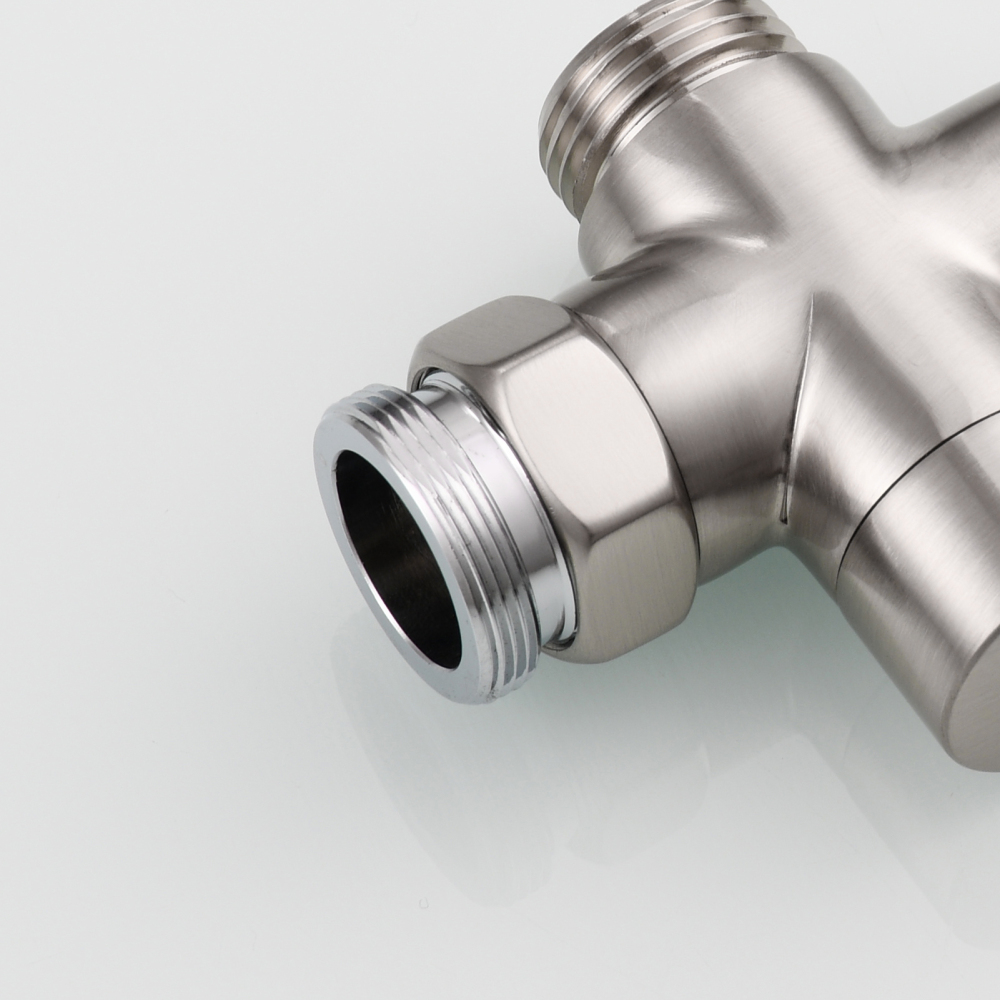 Tecmolog Sink Faucet Hose Adapter M22 x M24, Brass Faucet Diverter Valve, 3 Way Faucet Splitter for Sink, Chrome/Brushed Nickel/Black