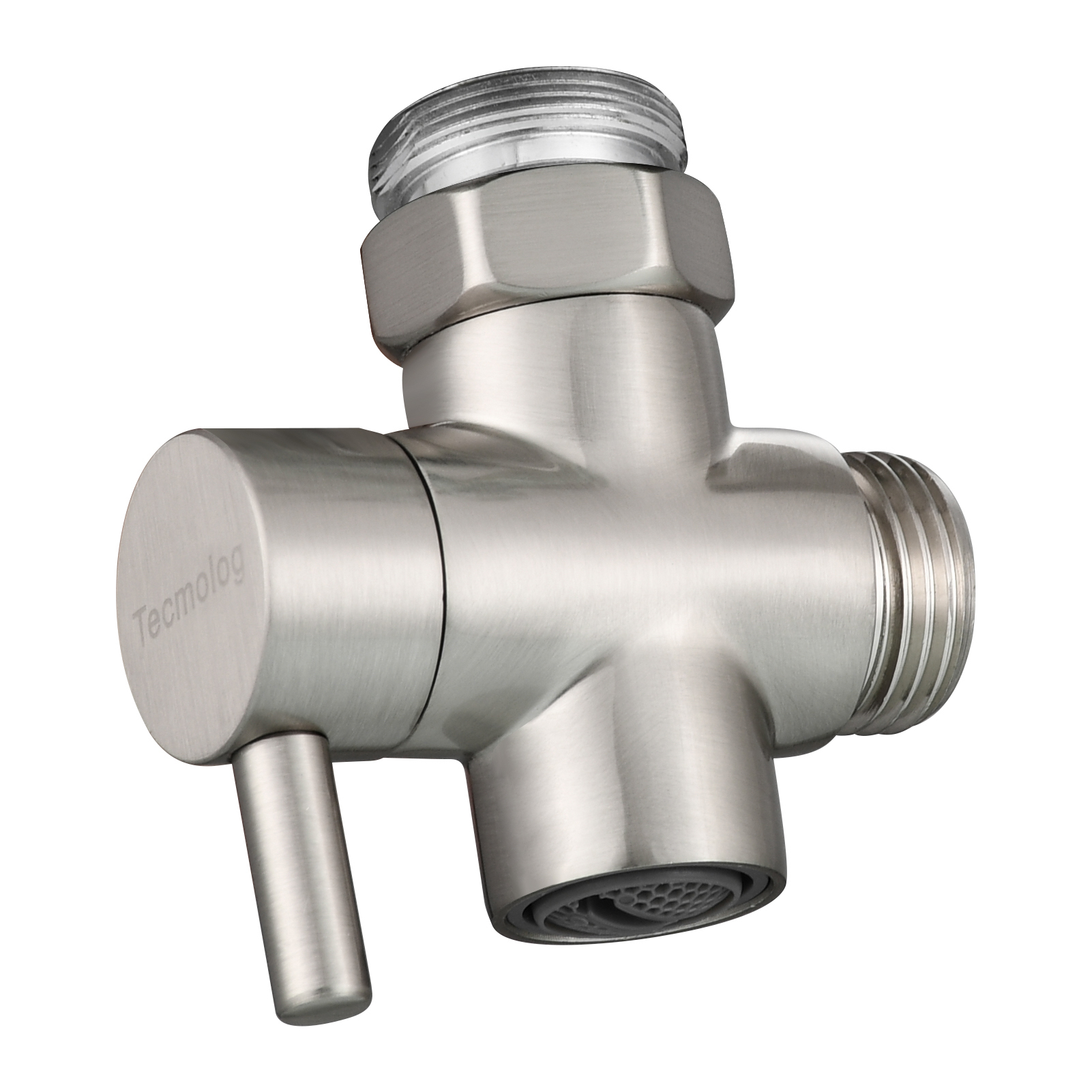 Tecmolog Sink Faucet Hose Adapter M22 x M24, Brass Faucet Diverter Valve, 3 Way Faucet Splitter for Sink, Chrome/Brushed Nickel/Black