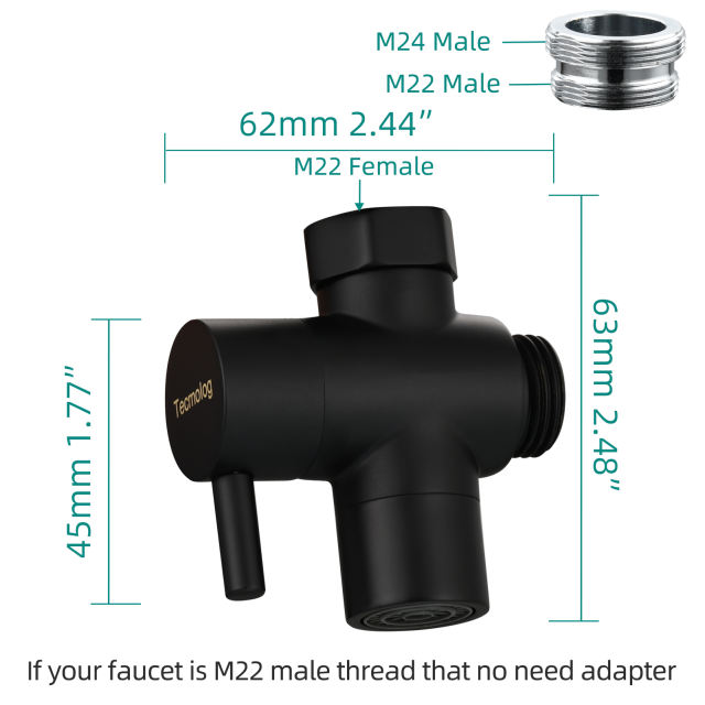 Tecmolog Sink Valve Diverter M22 x M24, Brass Faucet Splitter for ...