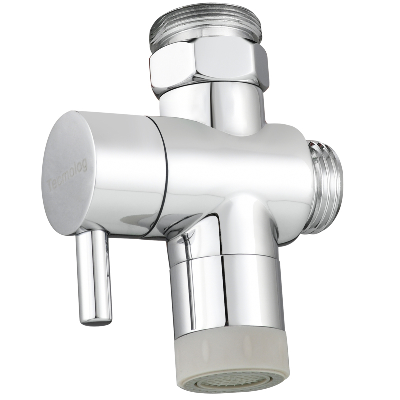 Tecmolog Faucet Diverter Valve M22 x M24 with 2 Flow Aerator, Brass Faucet Splitter Kitchen Faucet to Hose Adapter, SBA021D/SBA021DNA/SBA021DB