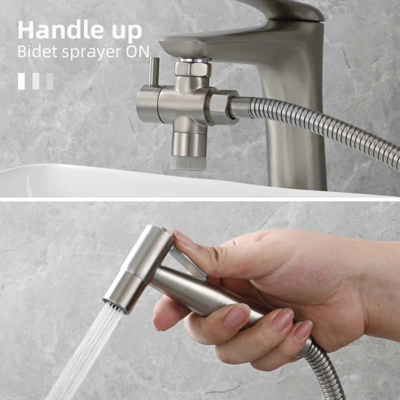 Tecmolog Handheld Bidet Sprayer for Sink Faucet, Bathroom Faucet Bidet Sprayer Set for Pet Shower and Personal Hygiene, Warm Water Baby Cloth Diaper Sprayer