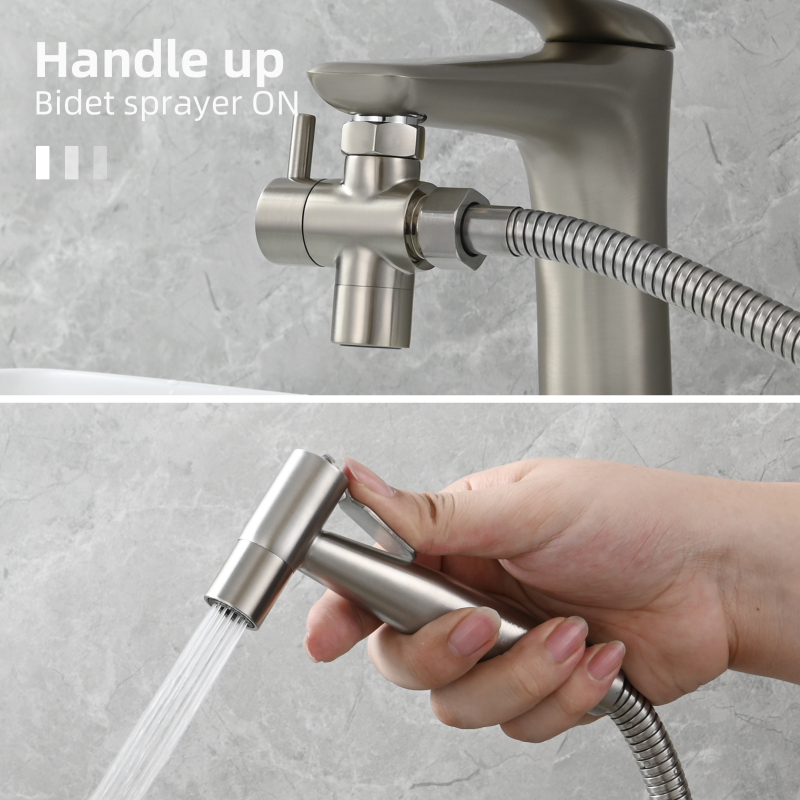 Tecmolog Handheld Bidet Sprayer for Sink Faucet, Bathroom Faucet Bidet Sprayer Set for Pet Shower and Personal Hygiene, Warm Water Baby Cloth Diaper Sprayer