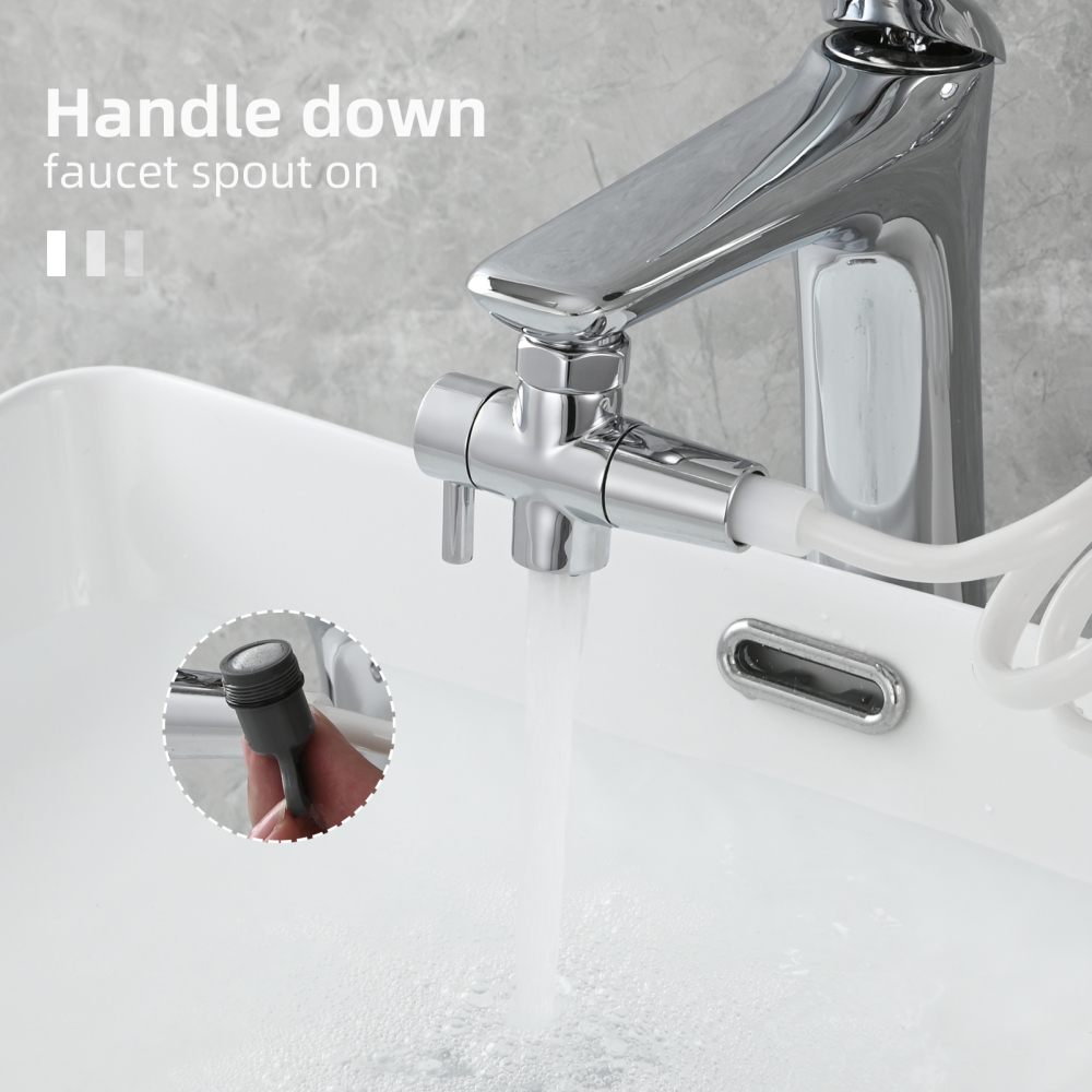 Tecmolog Faucet Bidet Sprayer Kit for Basin, Handheld Bidet Sprayer with G1/2 Faucet Diverter, Hose and Height Adjustable Holder for Personal Hygiene, Pet Shower, Baby Cloth Diaper Washing
