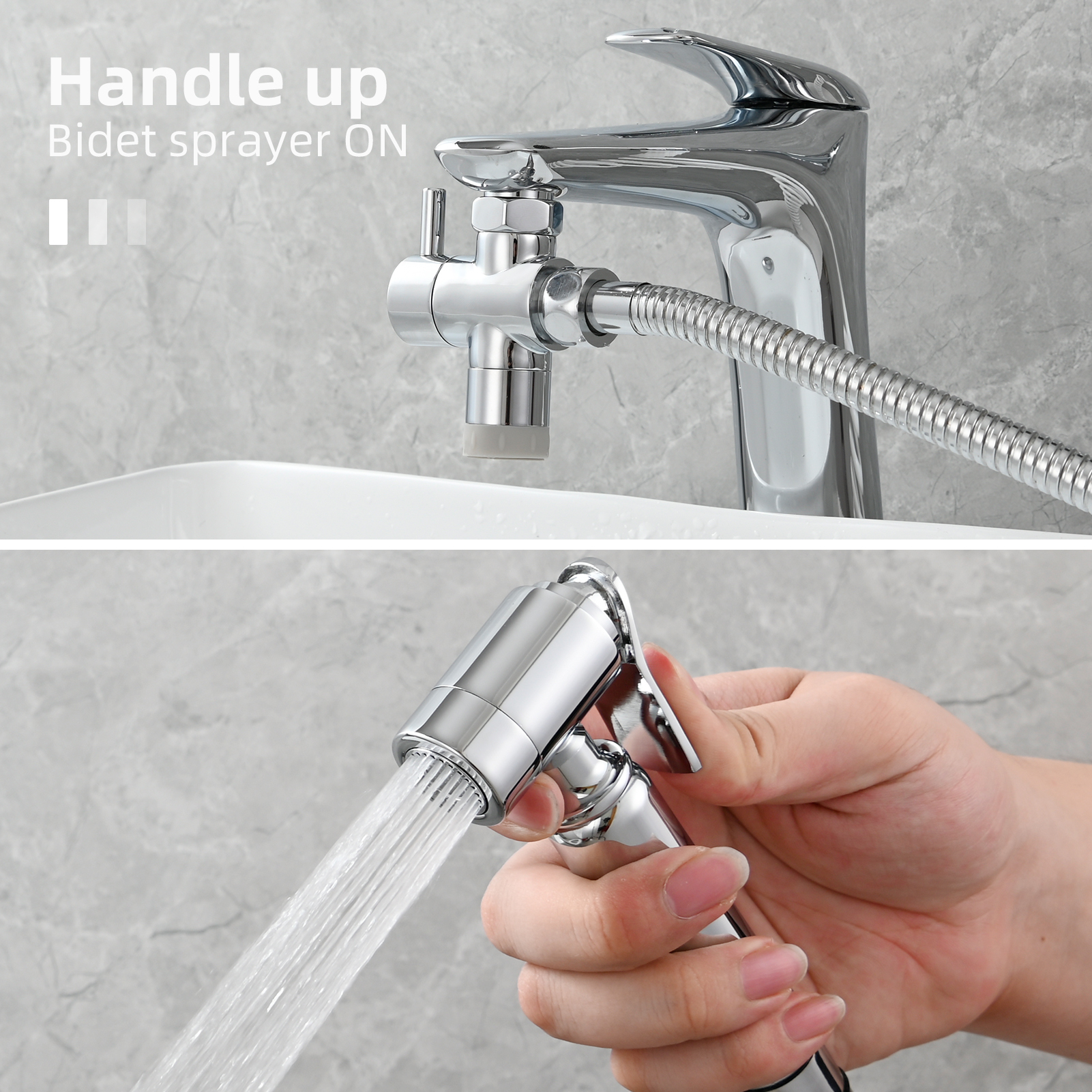 Tecmolog Handheld Bidet Sprayer for Sink Faucet, Bathroom Faucet Bidet Sprayer Set for Pet Shower and Personal Hygiene, Warm Water Baby Cloth Diaper Sprayer