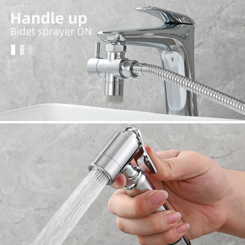 Tecmolog Handheld Bidet Sprayer for Sink Faucet, Bathroom Faucet Bidet Sprayer Set for Pet Shower and Personal Hygiene, Warm Water Baby Cloth Diaper Sprayer
