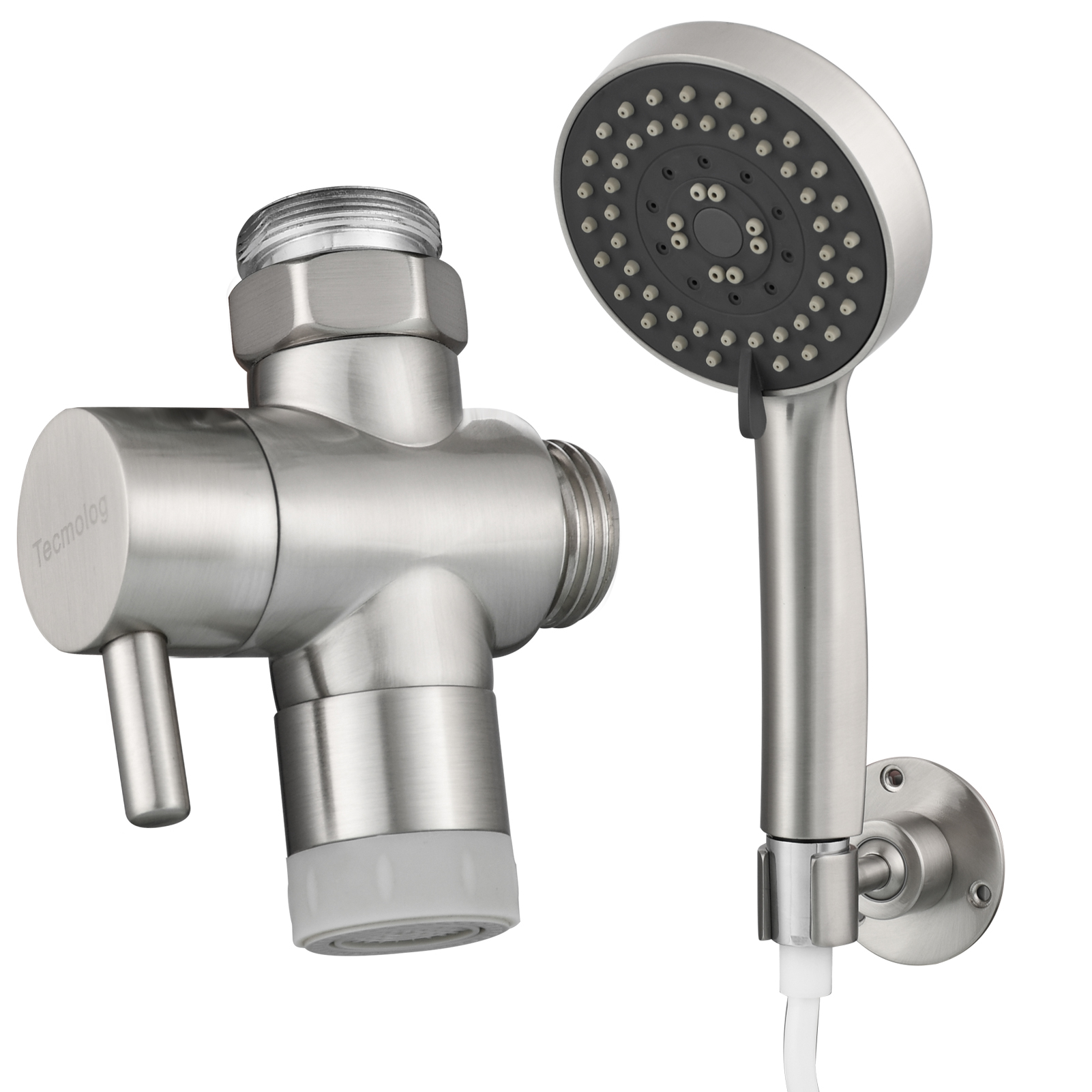 Tecmolog Sink Hose Sprayer Attachment, Bathroom Sink Sprayer Rinser Set with G1/2 Faucet Diverter Valve, 2M Hose and Holder for Hair Washing, Pet Washing and Baby Bath