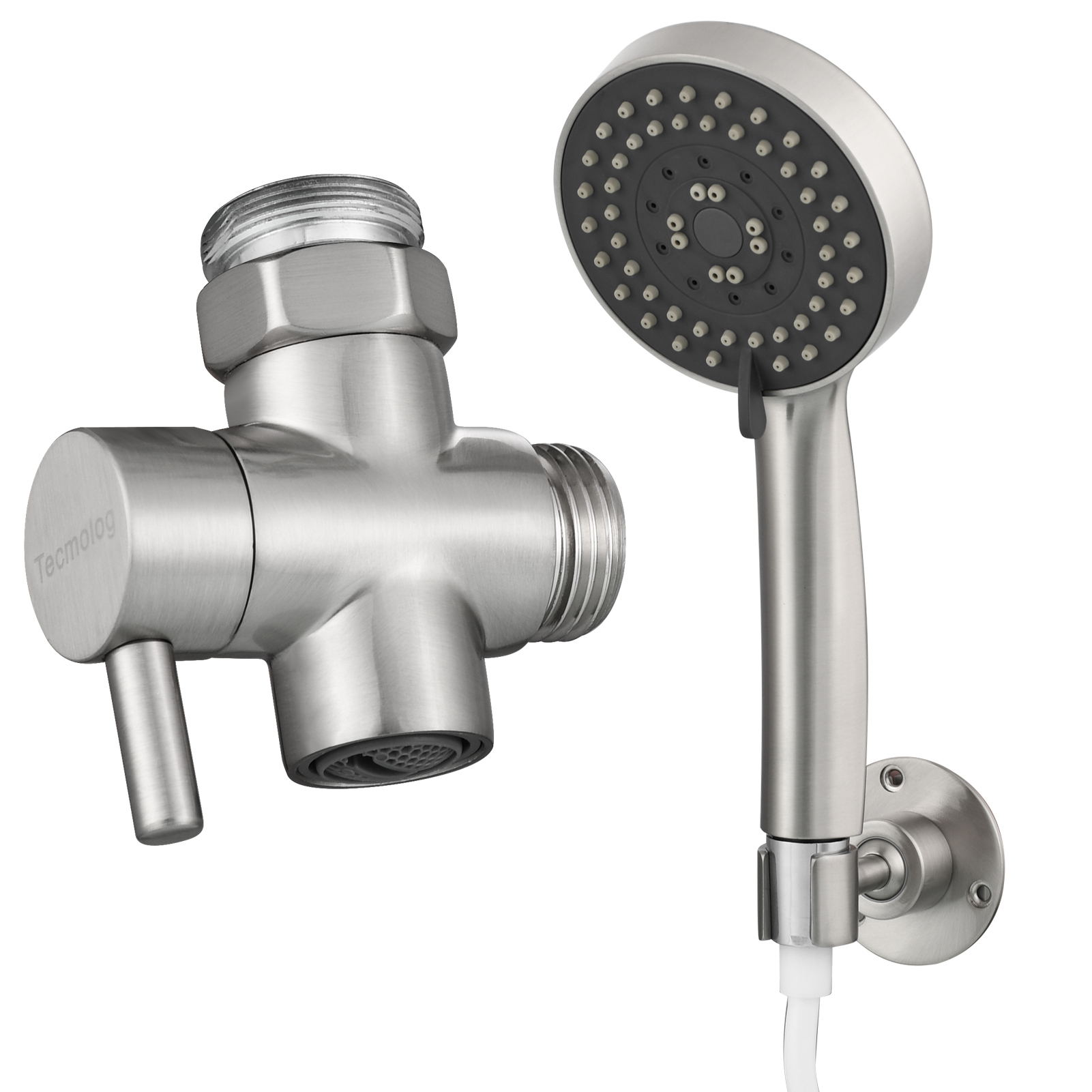 Tecmolog Sink Hose Sprayer Attachment, Bathroom Sink Sprayer Rinser Set with G1/2 Faucet Diverter Valve, 2M Hose and Holder for Hair Washing, Pet Washing and Baby Bath