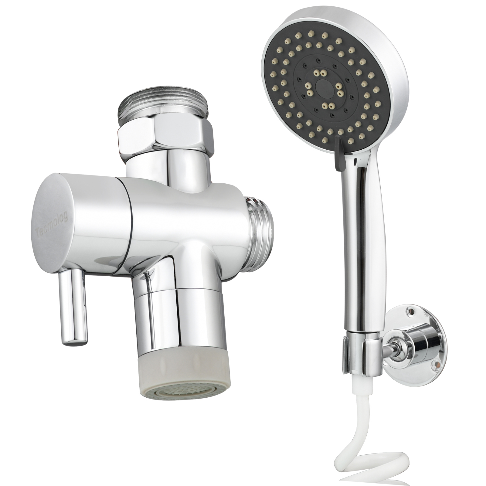 Tecmolog Sink Hose Sprayer Attachment, Bathroom Sink Sprayer Rinser Set with G1/2 Faucet Diverter Valve, 2M Hose and Holder for Hair Washing, Pet Washing and Baby Bath