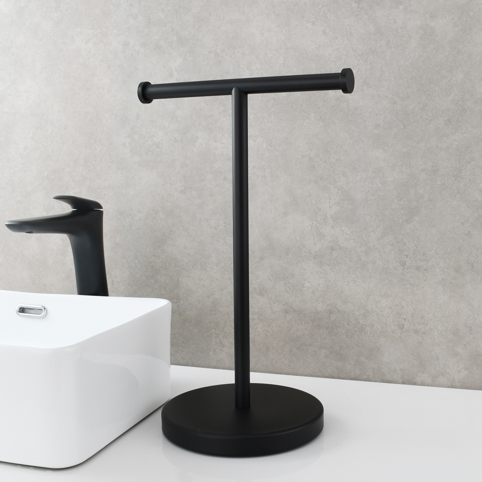 Tecmolog 304 Stainless Steel Towel Rack,Standing Towel Holder Weighted Base for Bathroom,Nickel,Brushed Gold,Black