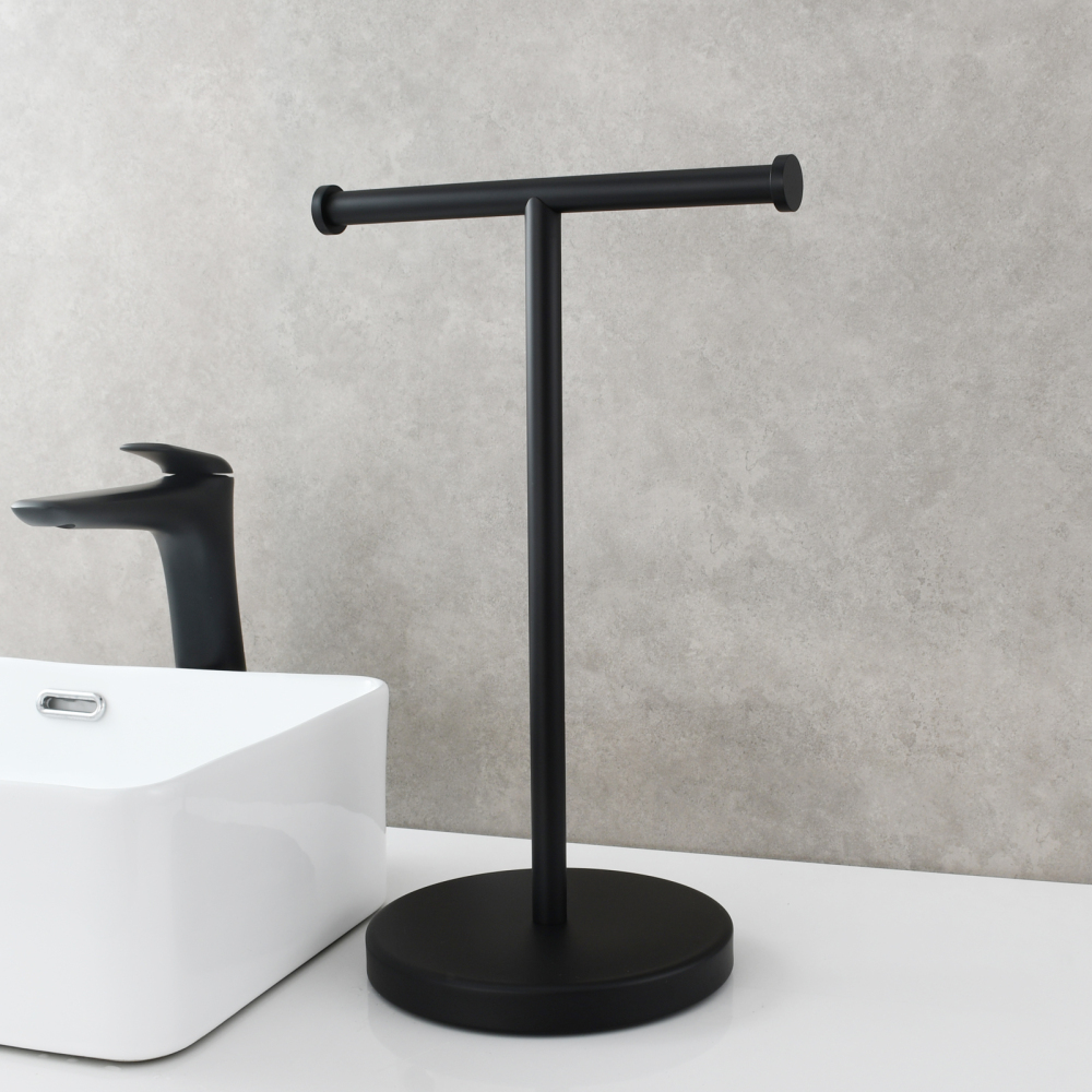 Tecmolog 304 Stainless Steel Towel Rack,Standing Towel Holder Weighted Base for Bathroom,Nickel,Brushed Gold,Black