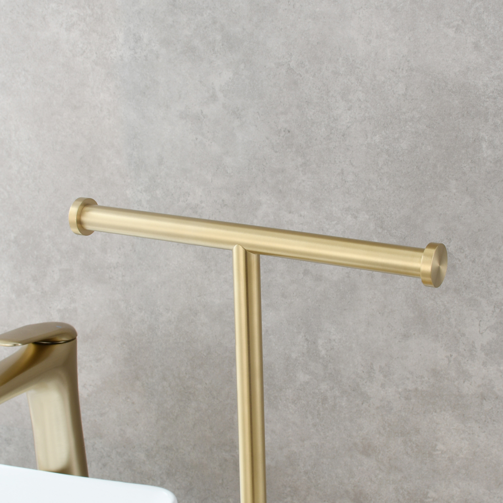 Tecmolog 304 Stainless Steel Towel Rack,Standing Towel Holder Weighted Base for Bathroom,Nickel,Brushed Gold,Black