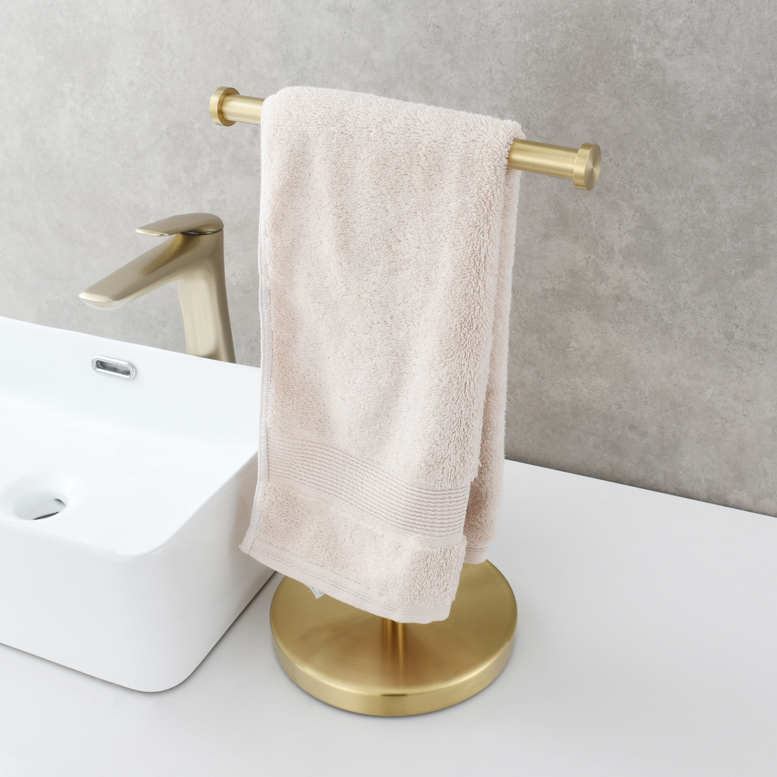 Tecmolog 304 Stainless Steel Towel Rack,Standing Towel Holder Weighted Base for Bathroom,Nickel,Brushed Gold,Black