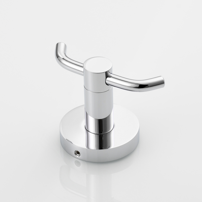 Tecmolog Self Adhesive/Drilling Plastic Clothes/Towel Hook,  Chrome Finish Double Hook for Bathroom and Kitchen BH045