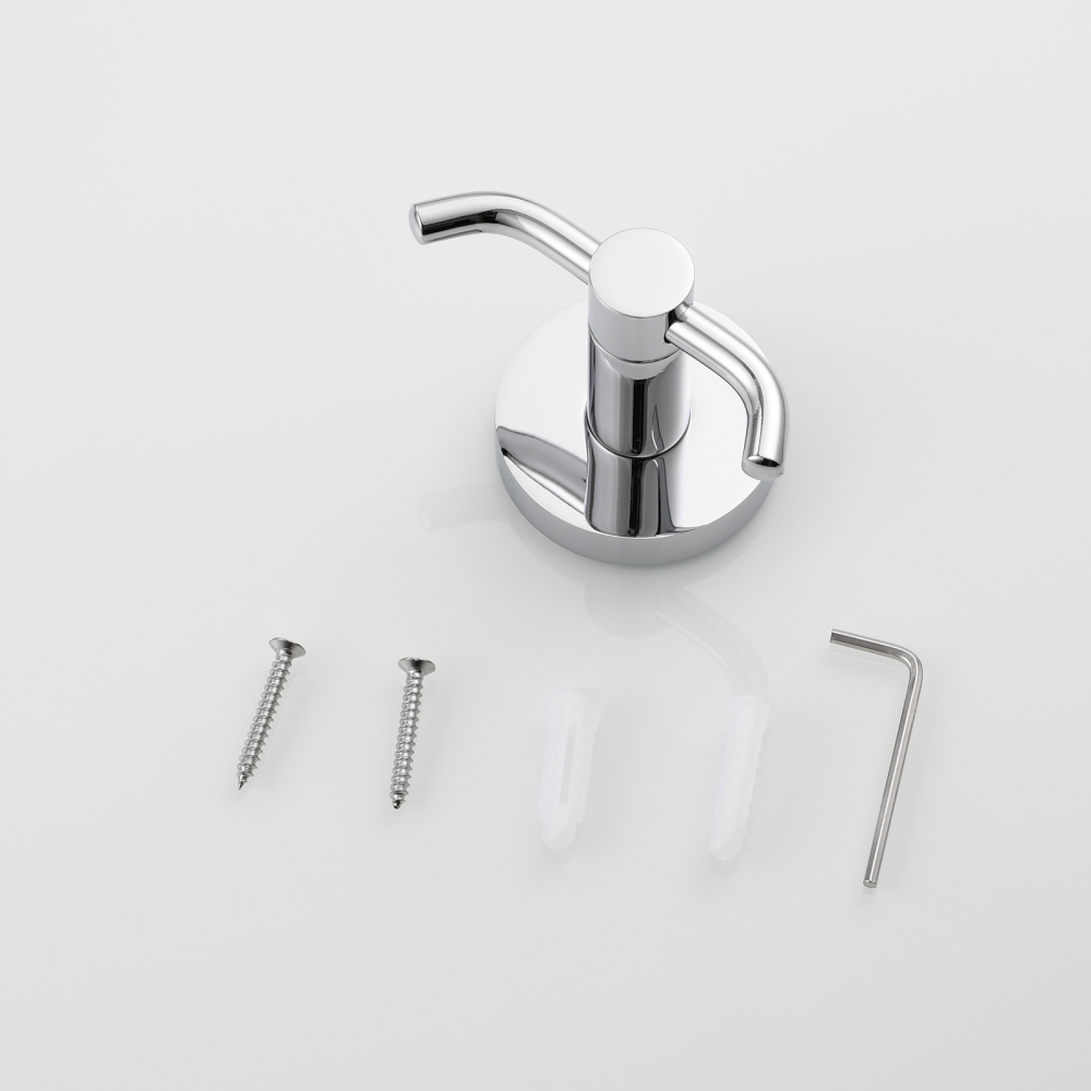 Tecmolog Self Adhesive/Drilling Plastic Clothes/Towel Hook,  Chrome Finish Double Hook for Bathroom and Kitchen BH045