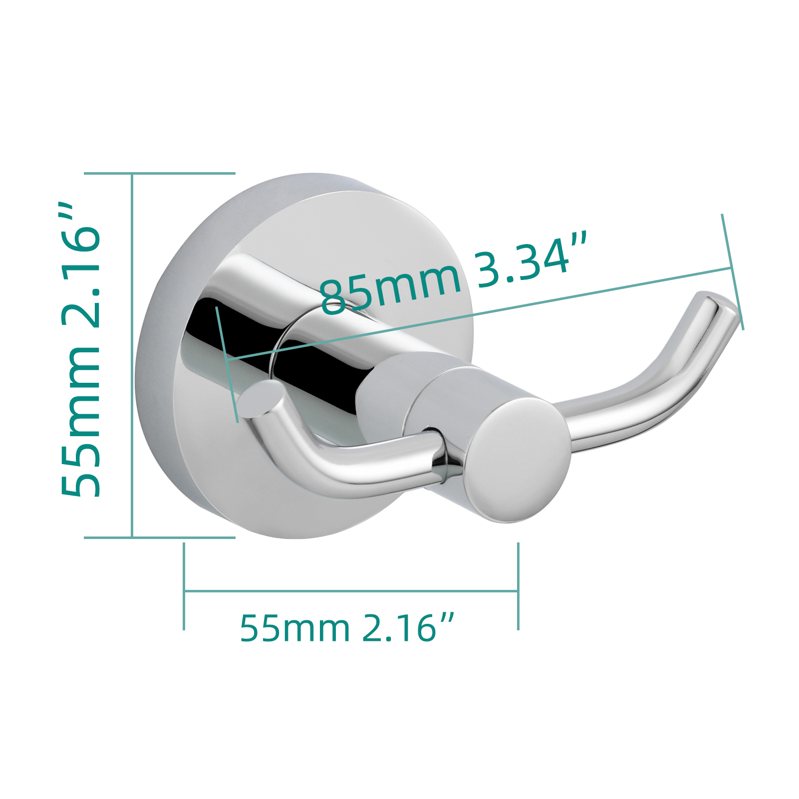 Tecmolog Self Adhesive/Drilling Plastic Clothes/Towel Hook,  Chrome Finish Double Hook for Bathroom and Kitchen BH045