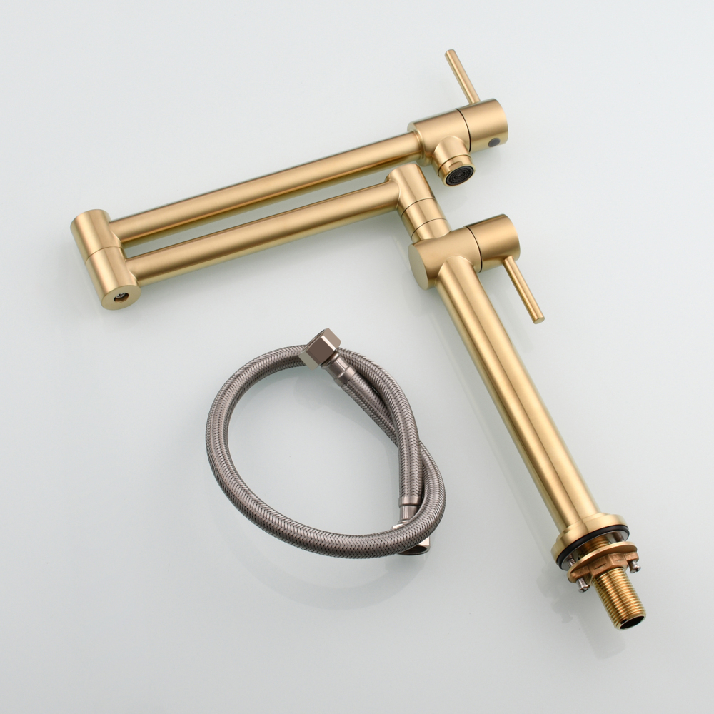 Tecmolog Brass Deck Mounted Kitchen Faucet Modern Modern Commercial Folding Faucet for Sink Faucet with Dual Handle