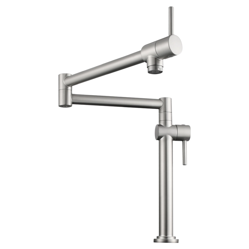 Tecmolog Brass Deck Mounted Kitchen Faucet Modern Modern Commercial Folding Faucet for Sink Faucet with Dual Handle