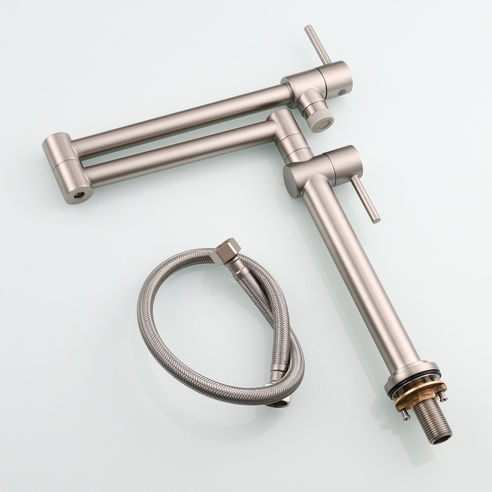 Tecmolog Brass Deck Mounted Kitchen Faucet Modern Modern Commercial Folding Faucet for Sink Faucet with Dual Handle